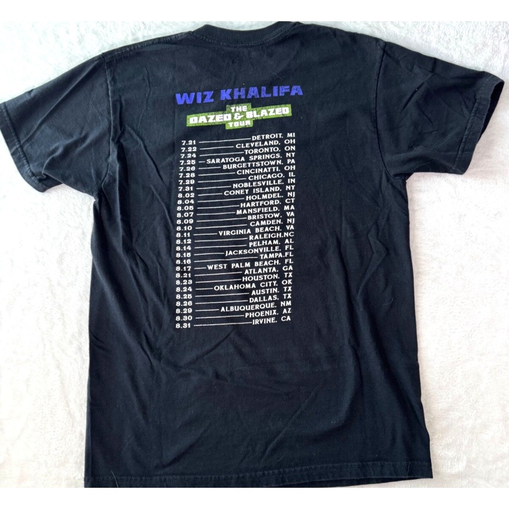 Wiz Khalifa Dazed & Blazed T-Shirt 2018 Hip Hop Tour Double Sided Medium Purple - Picture 8 of 11
